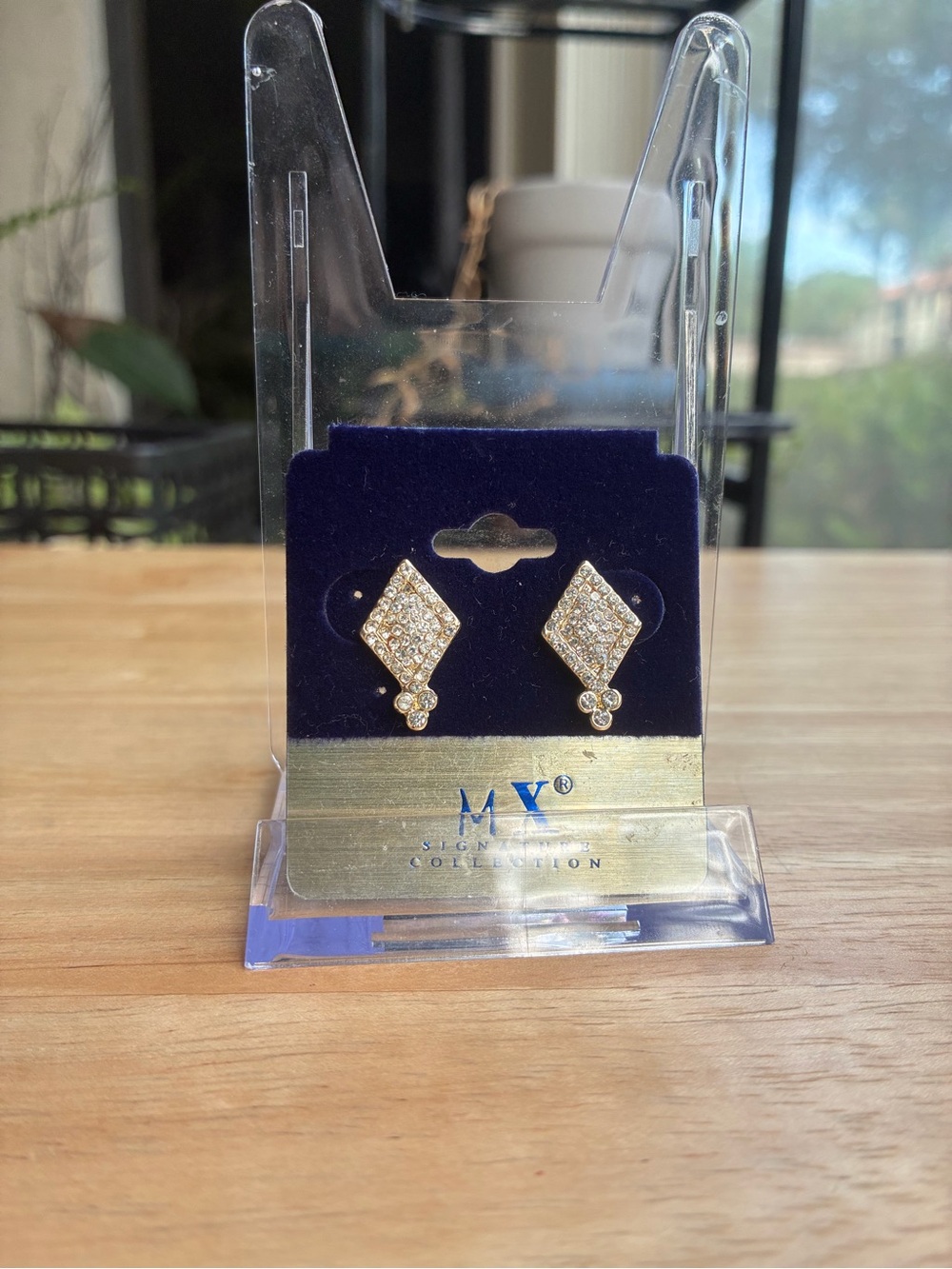 MX Signature Collection Gold Tone Diamond Shaped Stud Earrings